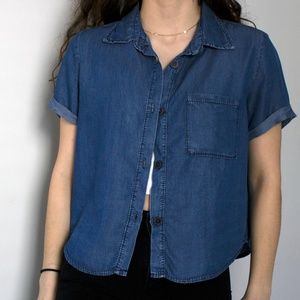 AEO Don't Ask Why Blue Button Down